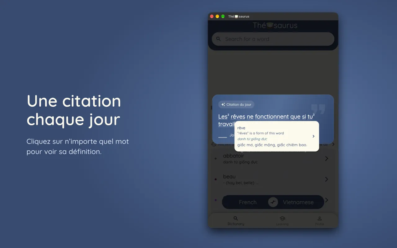 La citation du jour, avec le sens d'un mot touché